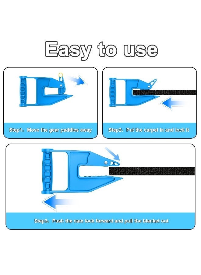 Chabeia 2Pcs Mat Movers Tool, Mat Grippers, Heavy Duty Stall Mat Handlers for Horse Mat, Gym Mat, Trailer Mat & Rubber Mats -Ergonomic Mat Puller, Durable and Save Time（Blue） - Image 2